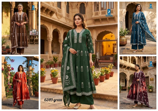 Design 6349 Kaya Trends Pure Cotton Readymade Anarkali Suits Wholesale Price