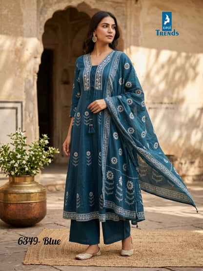 Design 6349 Kaya Trends Pure Cotton Readymade Anarkali Suits Wholesale Price