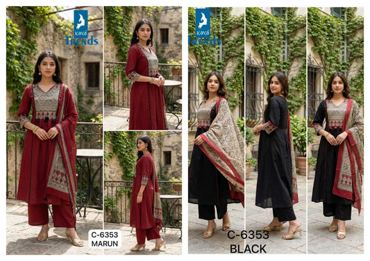 Design 6353 Kaya Trends Cotton Readymade Suits Manufacturer Ahmedabad