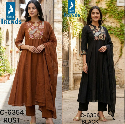 Design 6354 Kaya Trends Cotton Readymade Anarkali Suits Exporter Gujarat