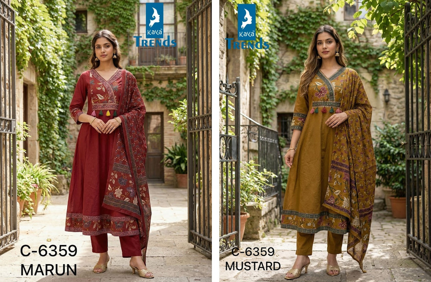 Design 6359 Kaya Trends Cotton Readymade Anarkali Suits Supplier