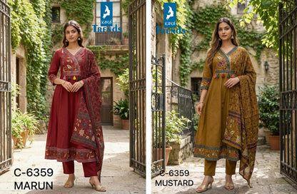 Design 6359 Kaya Trends Cotton Readymade Anarkali Suits Supplier