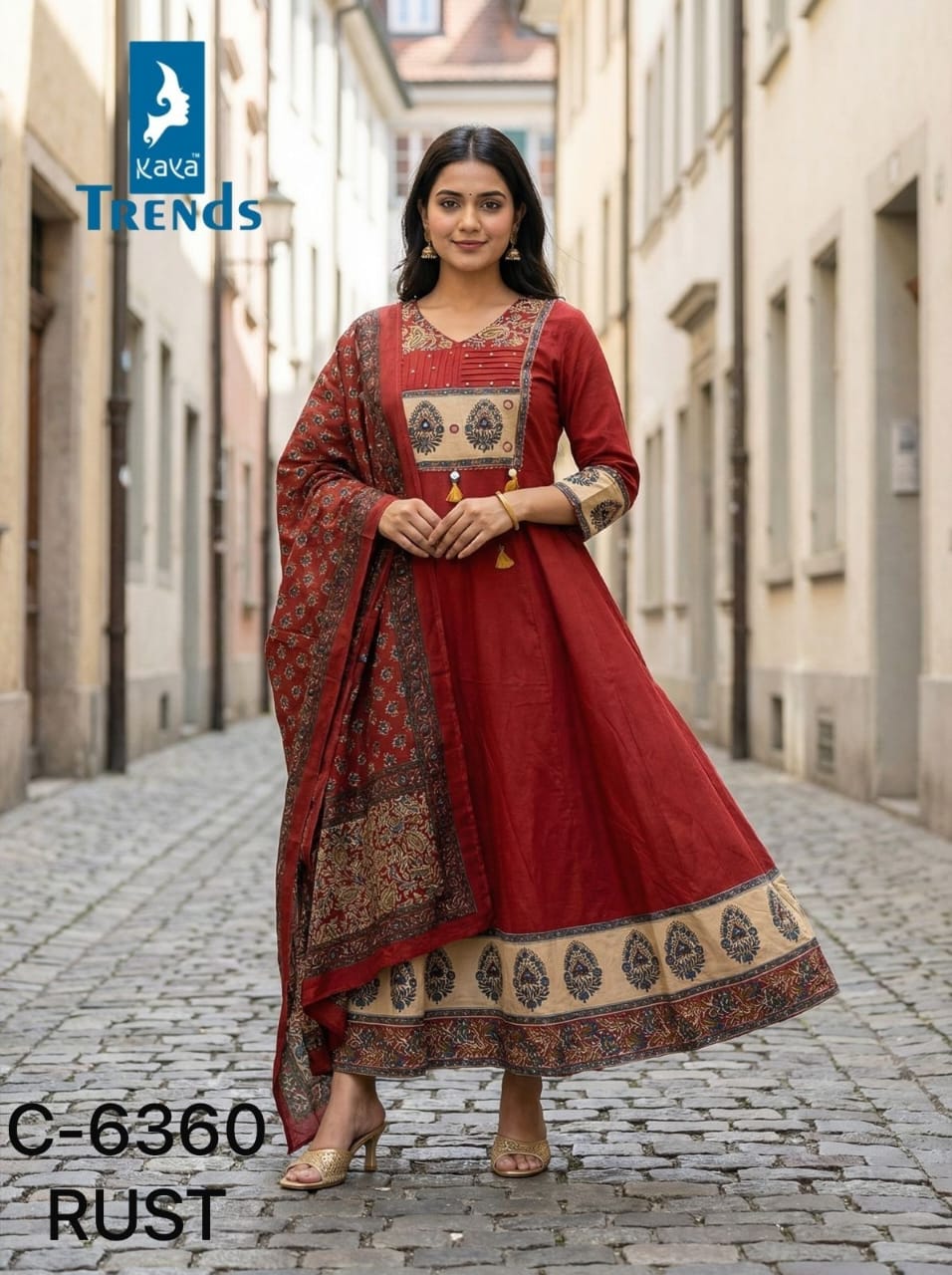 Design 6360 Kaya Trends Cotton Readymade Anarkali Suits Wholesale Rate