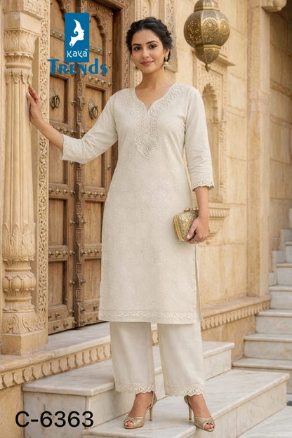 Design 6361-6363 Kaya Trends Cotton Kurti Pant Set Manufacturer India