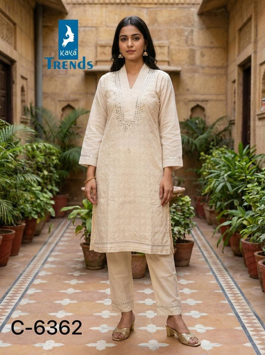 Design 6362 Kaya Trends Cotton Kurti Pant Set Wholesaler Gujarat