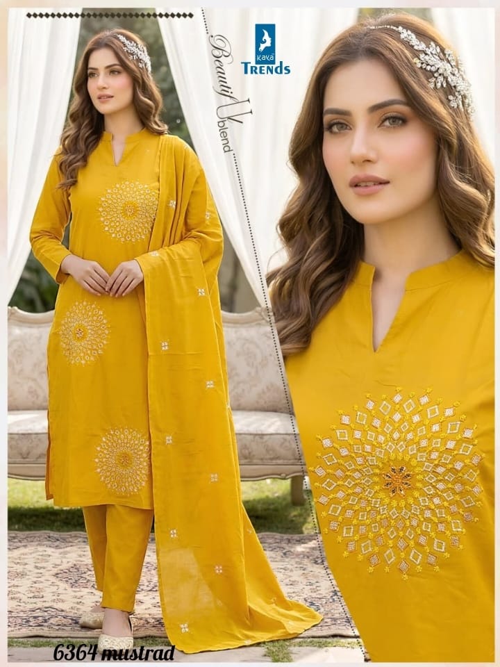 Design 6364 Kaya Trends Cotton Readymade Pant Style Suits Wholesaler Ahmedabad