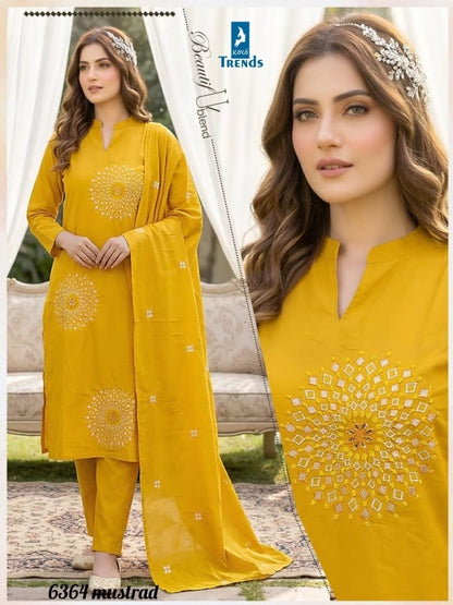 Design 6364 Kaya Trends Cotton Readymade Pant Style Suits Wholesaler Ahmedabad