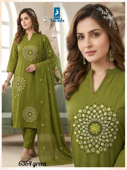 Design 6364 Kaya Trends Cotton Readymade Pant Style Suits Wholesaler Ahmedabad