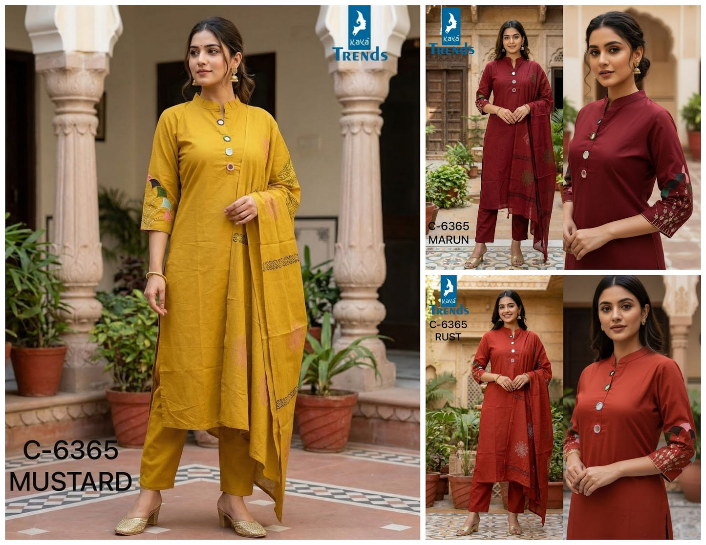 Design 6365 Kaya Trends Cotton Readymade Pant Style Suits Manufacturer India