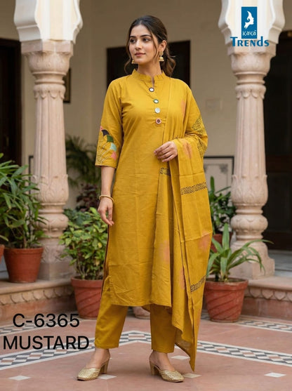 Design 6365 Kaya Trends Cotton Readymade Pant Style Suits Manufacturer India
