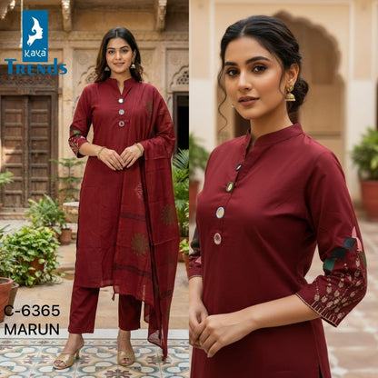 Design 6365 Kaya Trends Cotton Readymade Pant Style Suits Manufacturer India