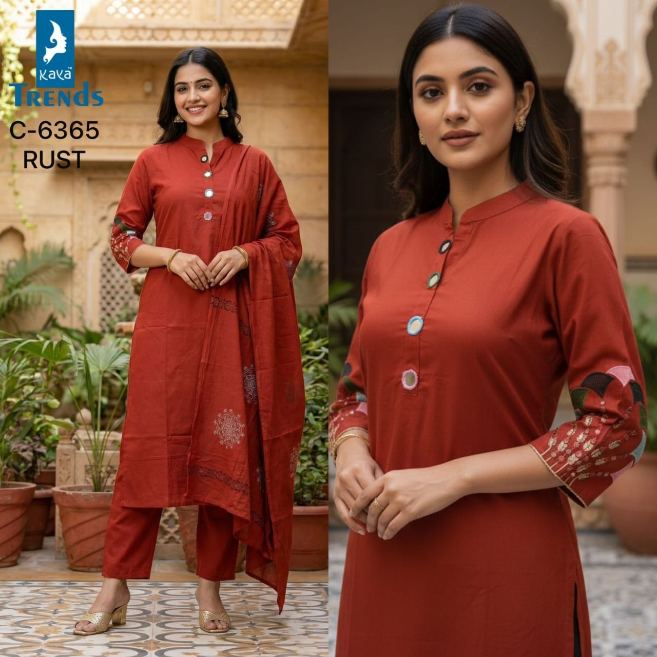 Design 6365 Kaya Trends Cotton Readymade Pant Style Suits Manufacturer India