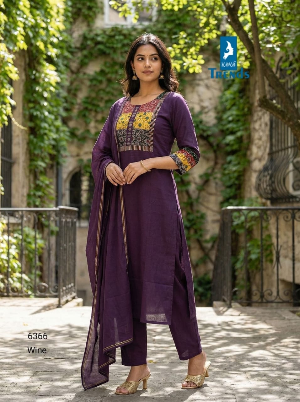 Design 6366 Kaya Trends Cotton Readymade Pant Style Suits Supplier India