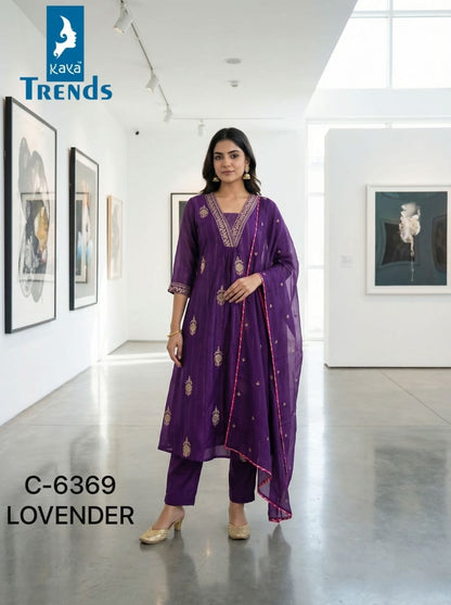 Design 6369 Kaya Trends Mul Chanderi Readymade Suits Wholesale Price