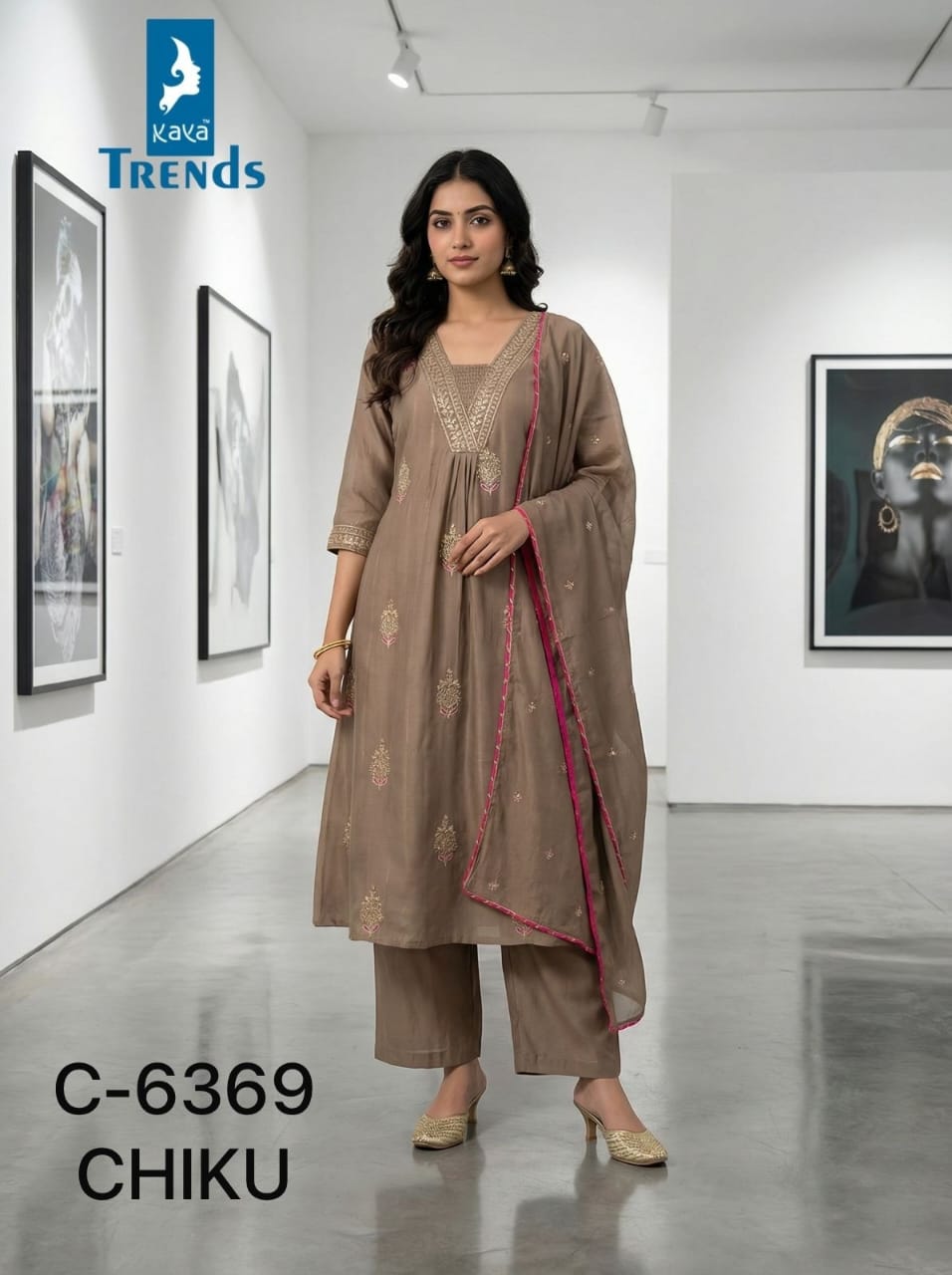 Design 6369 Kaya Trends Mul Chanderi Readymade Suits Wholesale Price