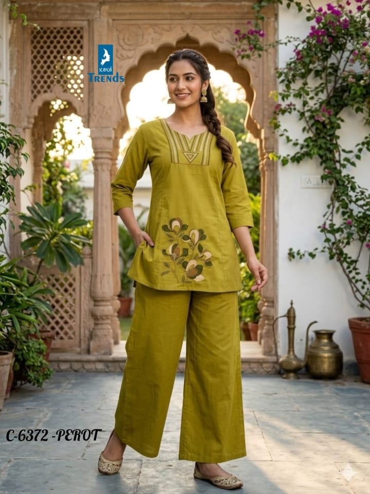 Design 6372 Kaya Trends Cotton Co Ord Set Exporter