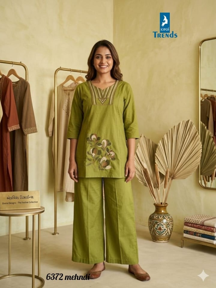 Design 6372 Kaya Trends Cotton Co Ord Set Exporter