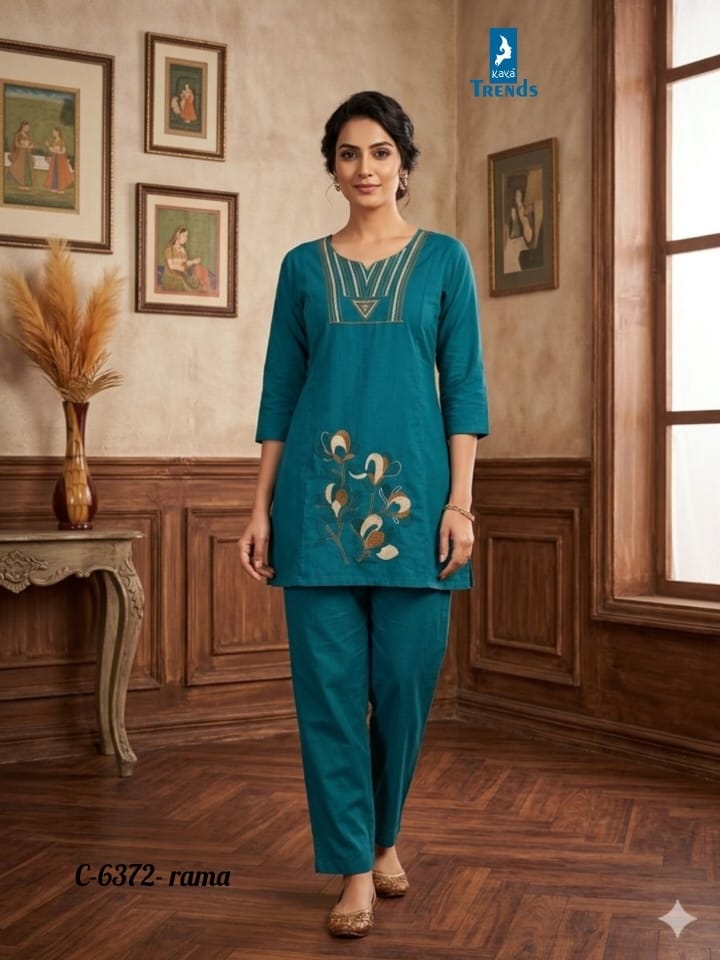 Design 6372 Kaya Trends Cotton Co Ord Set Exporter