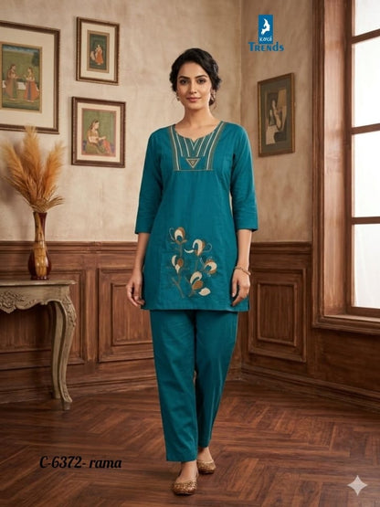 Design 6372 Kaya Trends Cotton Co Ord Set Exporter