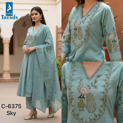 Design 6375 Kaya Trends Cotton Readymade Suits Wholesale Rate