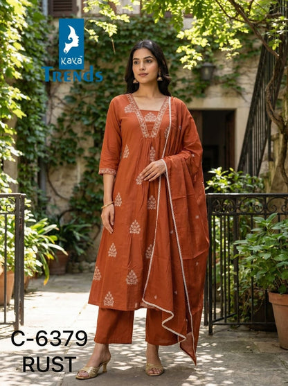 Design 6379 Kaya Trends Cotton Readymade Pant Style Suits Supplier Ahmedabad