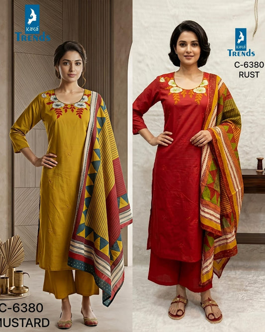 Design 6380 Kaya Trends Cotton Readymade Pant Style Suits Wholesaler