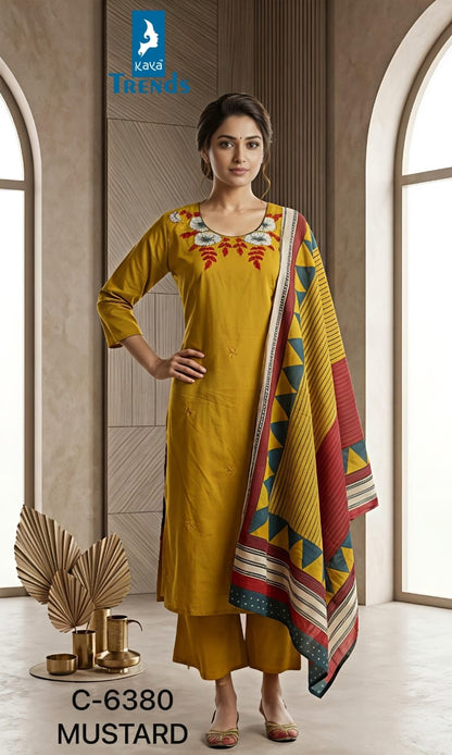 Design 6380 Kaya Trends Cotton Readymade Pant Style Suits Wholesaler