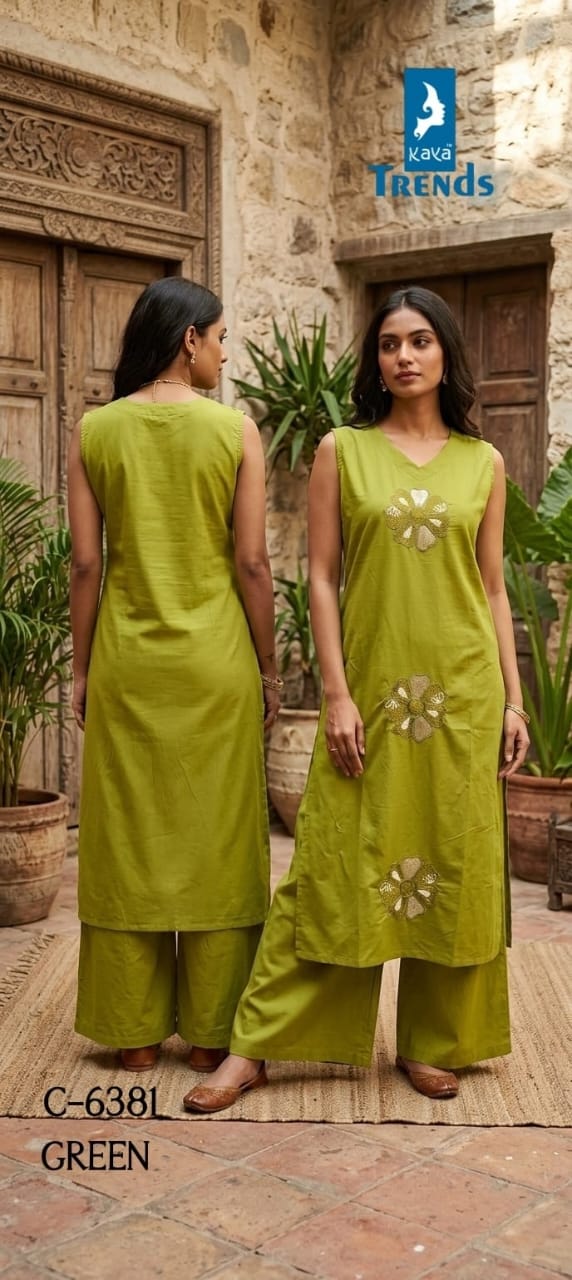 Design 6381 Kaya Trends Cotton Kurti Plazzo Set Wholesaler Ahmedabad
