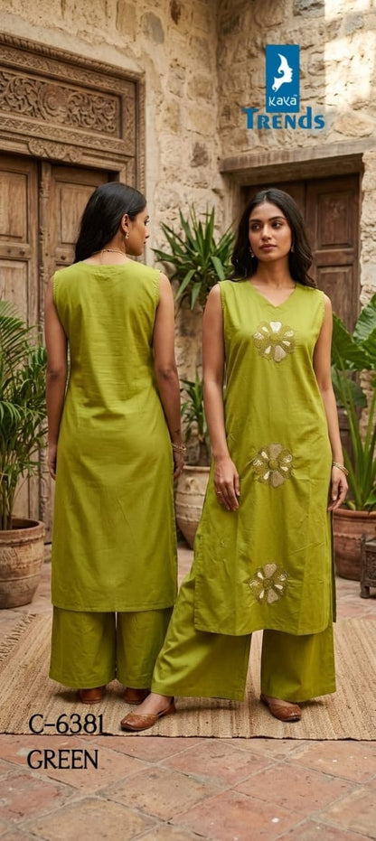 Design 6381 Kaya Trends Cotton Kurti Plazzo Set Wholesaler Ahmedabad