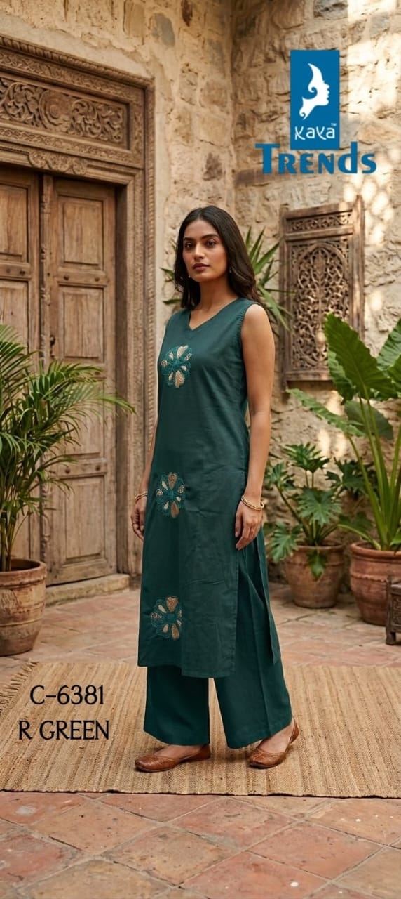 Design 6381 Kaya Trends Cotton Kurti Plazzo Set Wholesaler Ahmedabad