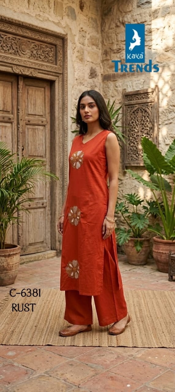 Design 6381 Kaya Trends Cotton Kurti Plazzo Set Wholesaler Ahmedabad