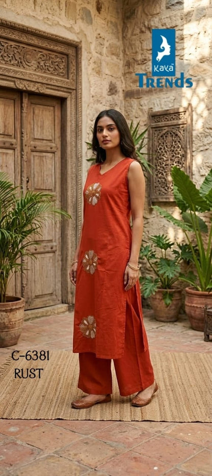 Design 6381 Kaya Trends Cotton Kurti Plazzo Set Wholesaler Ahmedabad