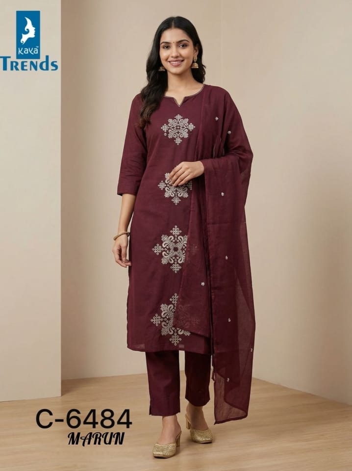 Design 6384 Kaya Trends Cotton Readymade Pant Style Suits Wholesale Rate