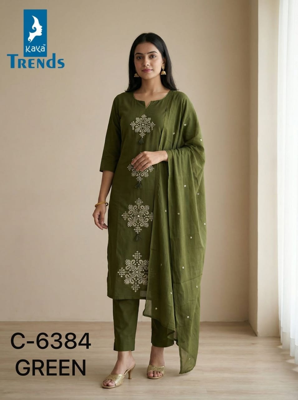 Design 6384 Kaya Trends Cotton Readymade Pant Style Suits Wholesale Rate