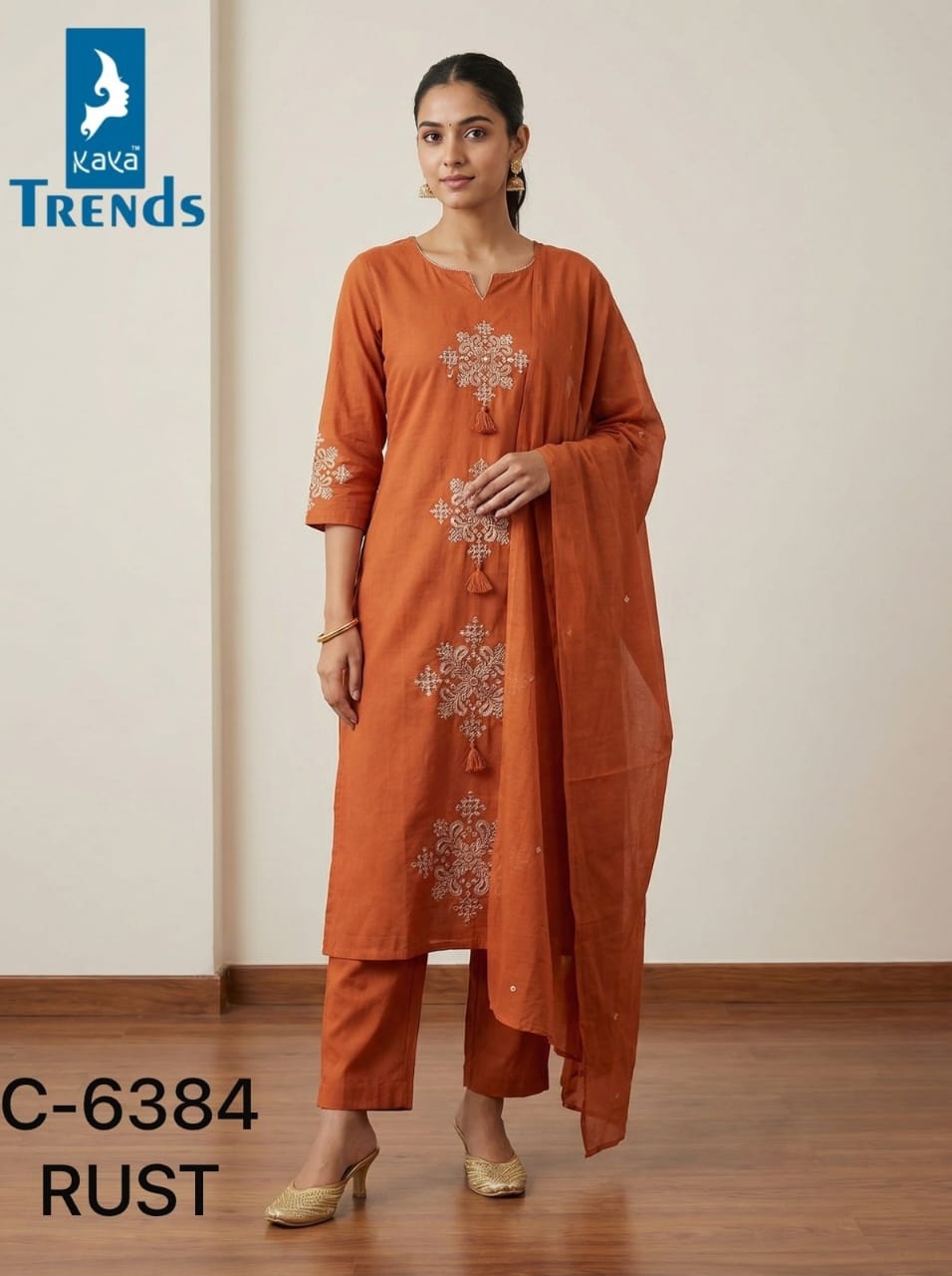 Design 6384 Kaya Trends Cotton Readymade Pant Style Suits Wholesale Rate