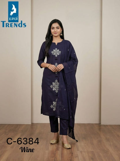 Design 6384 Kaya Trends Cotton Readymade Pant Style Suits Wholesale Rate