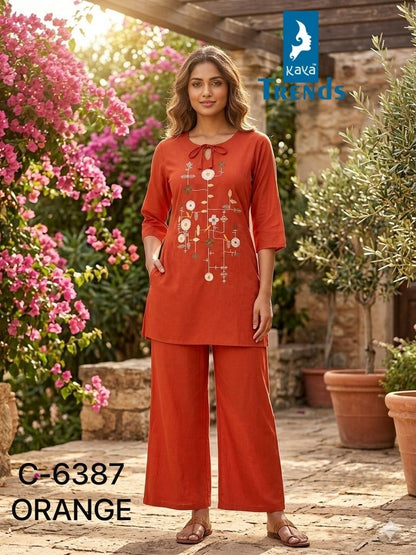 Design 6387 Kaya Trends Rayon Co Ord Set Wholesale Rate
