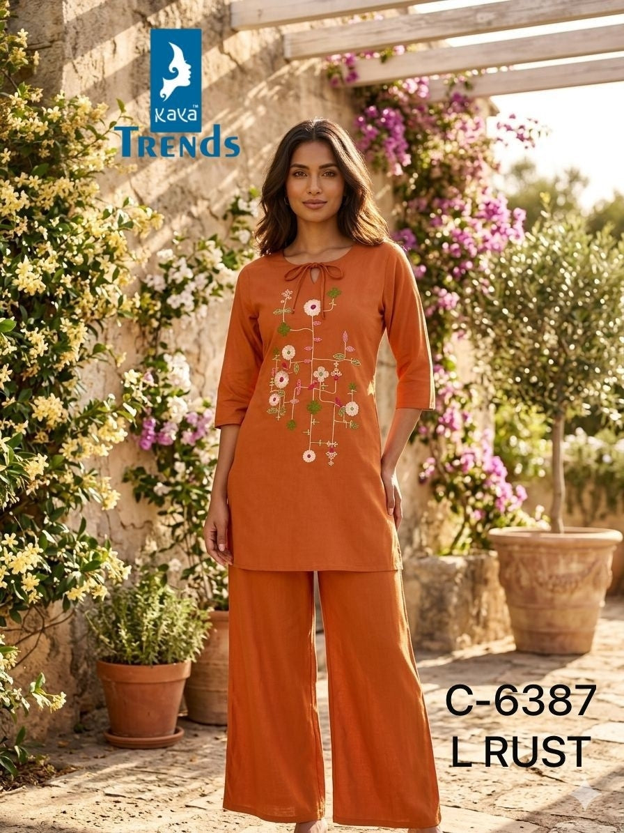 Design 6387 Kaya Trends Rayon Co Ord Set Wholesale Rate