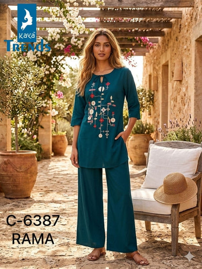 Design 6387 Kaya Trends Rayon Co Ord Set Wholesale Rate