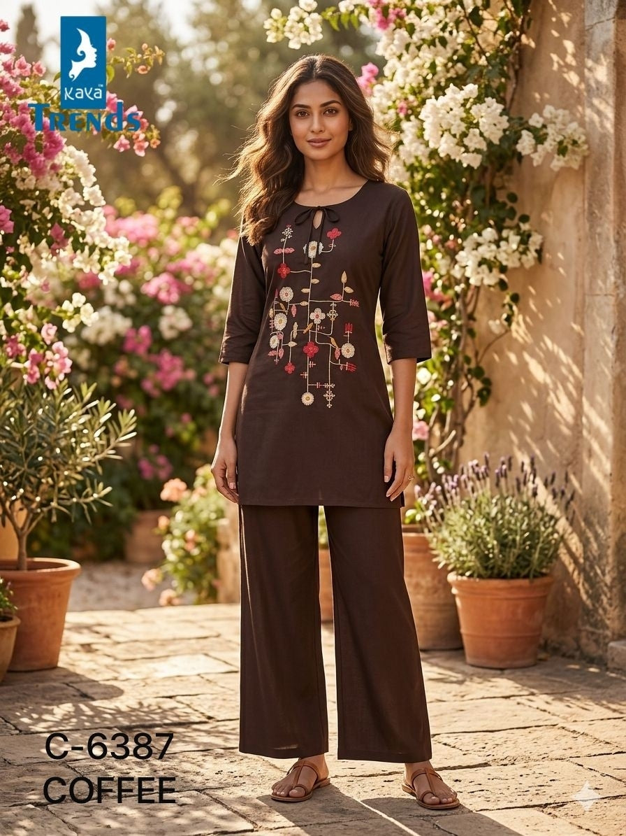 Design 6387 Kaya Trends Rayon Co Ord Set Wholesale Rate