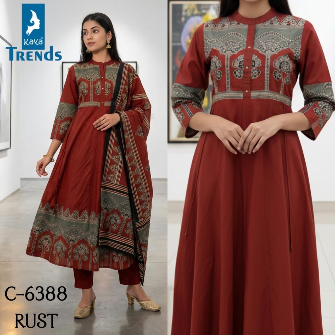 Design 6388 Kaya Trends Cotton Readymade Anarkali Suits Manufacturer