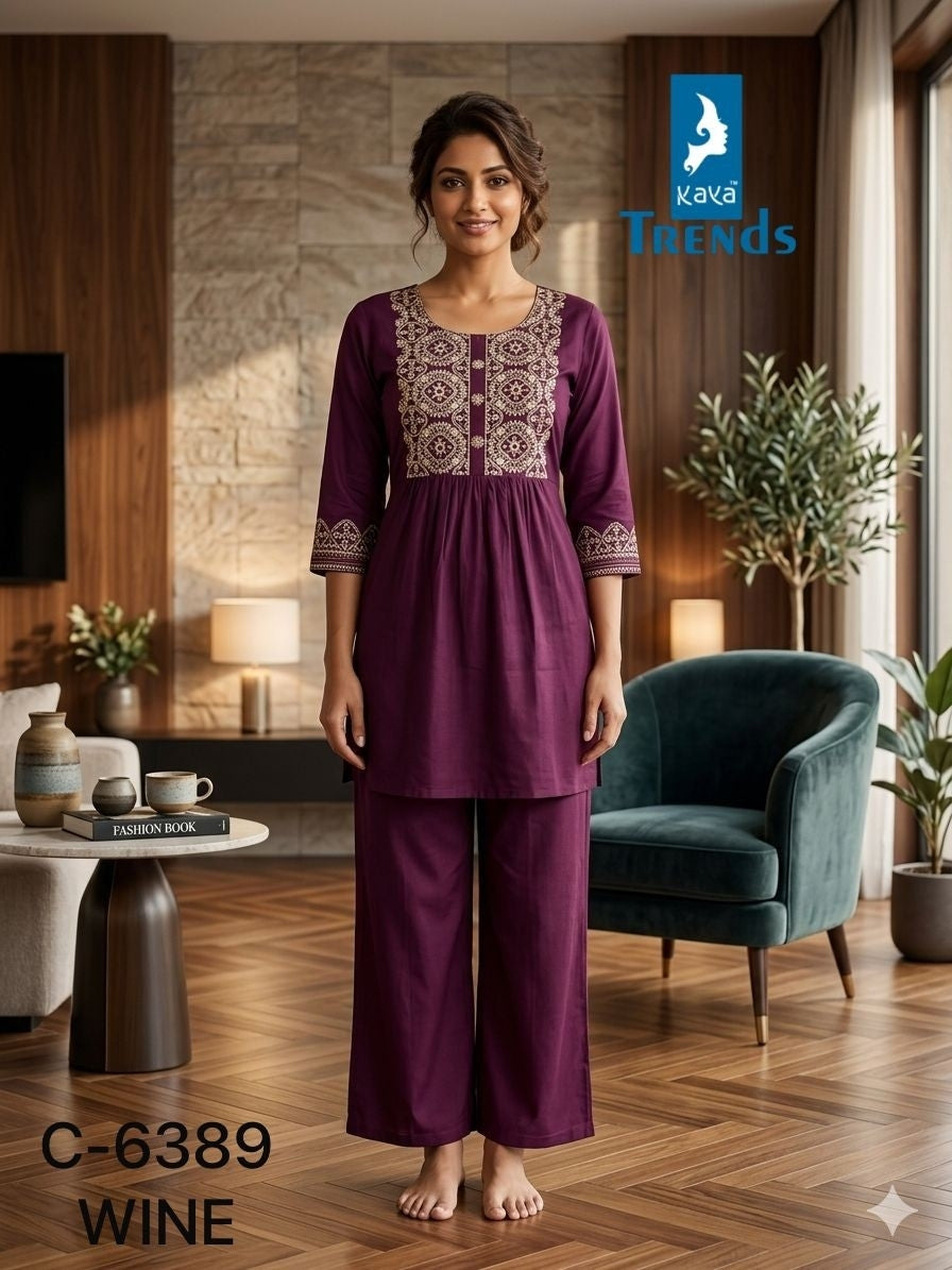 Design 6389 Kaya Trends Rayon Co Ord Set Supplier Ahmedabad
