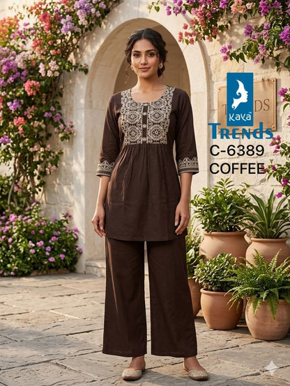 Design 6389 Kaya Trends Rayon Co Ord Set Supplier Ahmedabad