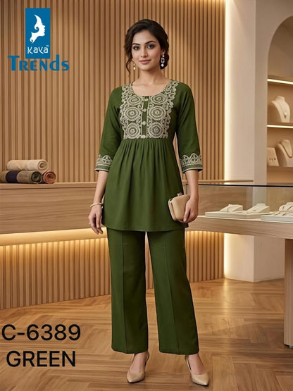 Design 6389 Kaya Trends Rayon Co Ord Set Supplier Ahmedabad