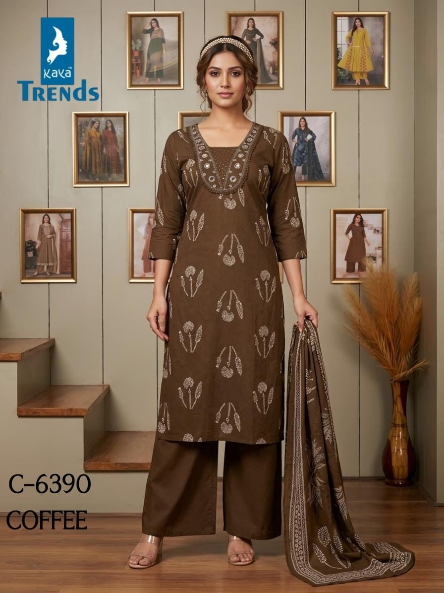Design 6390 Kaya Trends Readymade Cotton Pant Suits Exporter