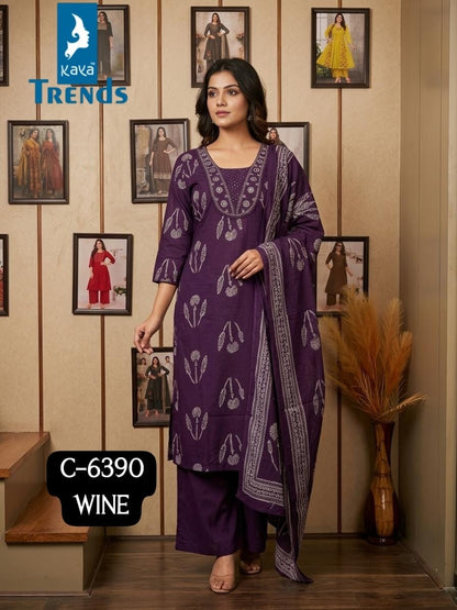 Design 6390 Kaya Trends Readymade Cotton Pant Suits Exporter