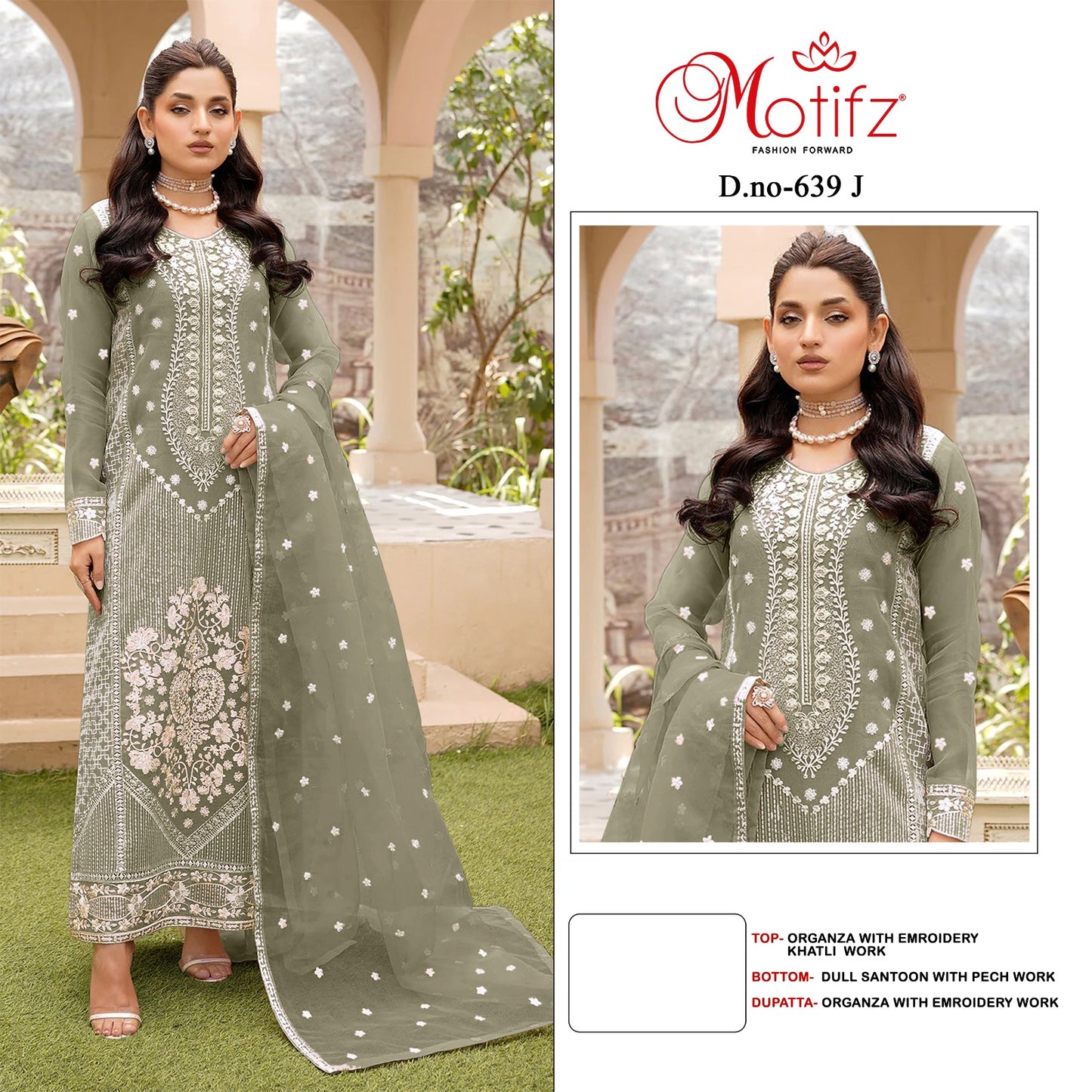 Design 639 Bocj Motifz Organza Pakistani Salwar Suits Supplier Gujarat