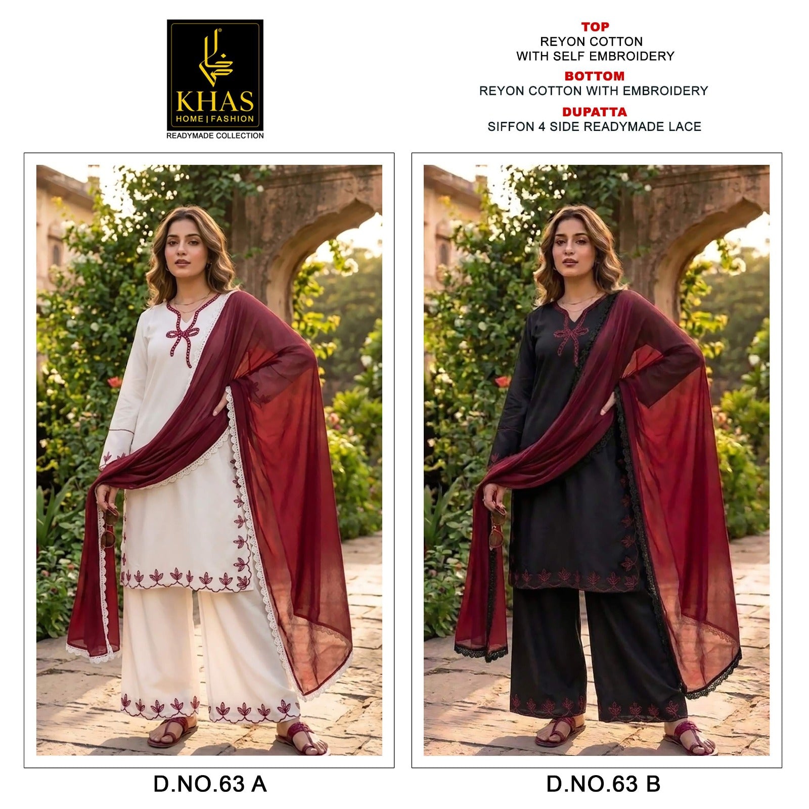 Design 63 Khas Reyon Pakistani Readymade Suits Wholesale Price