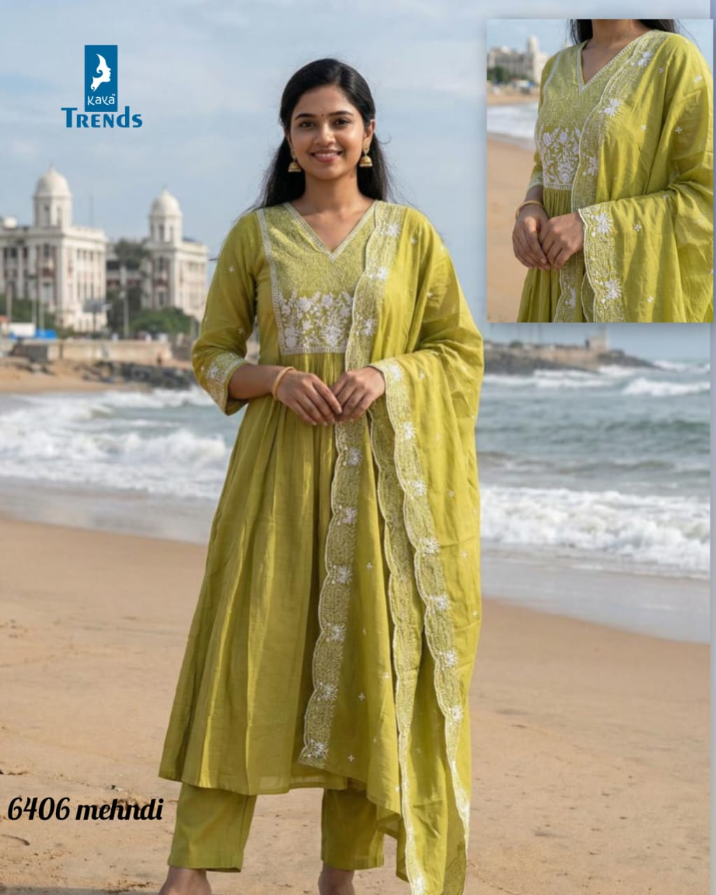 Design 6406 Kaya Trends Chanderi Readymade Anarkali Suits Exporter