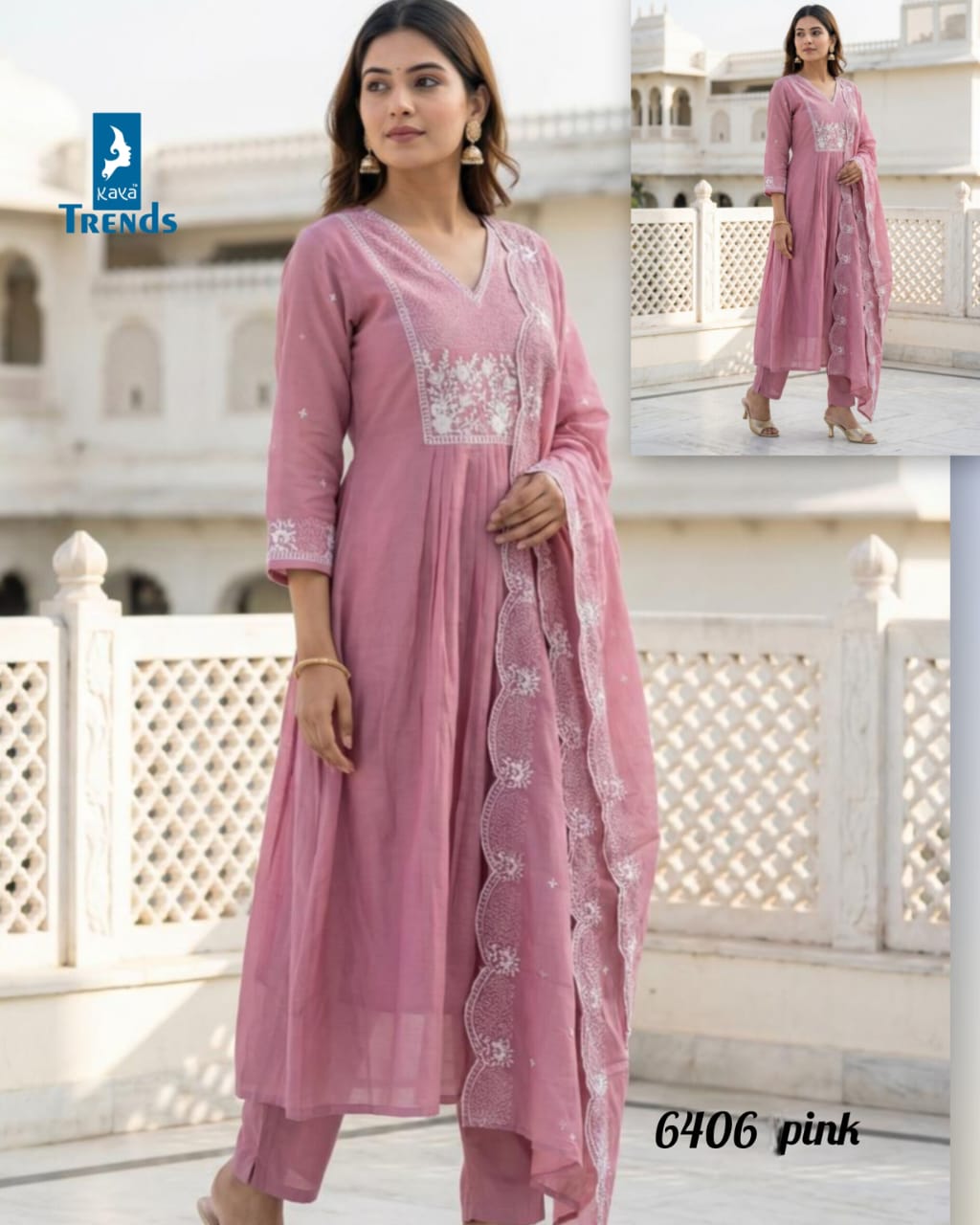 Design 6406 Kaya Trends Chanderi Readymade Anarkali Suits Exporter
